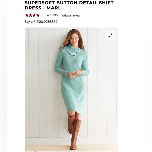 Talbots Cowel Neck Sweater Midi Dress Button Detail New Petite Casual Office - Picture 13 of 13